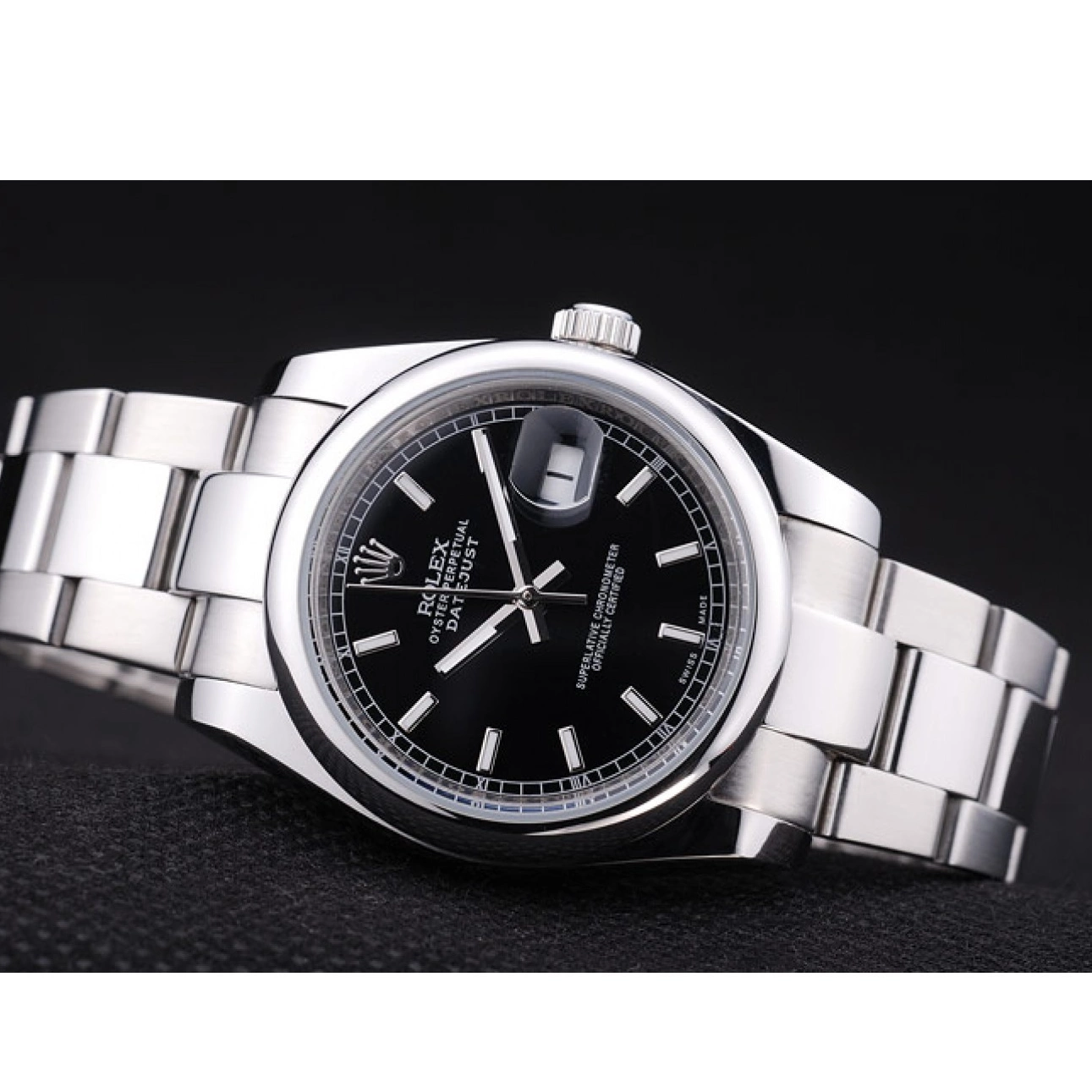 Rolex copies cheap Polished Datejust Silver Dial Bezel 7467 Rolex Black 0722